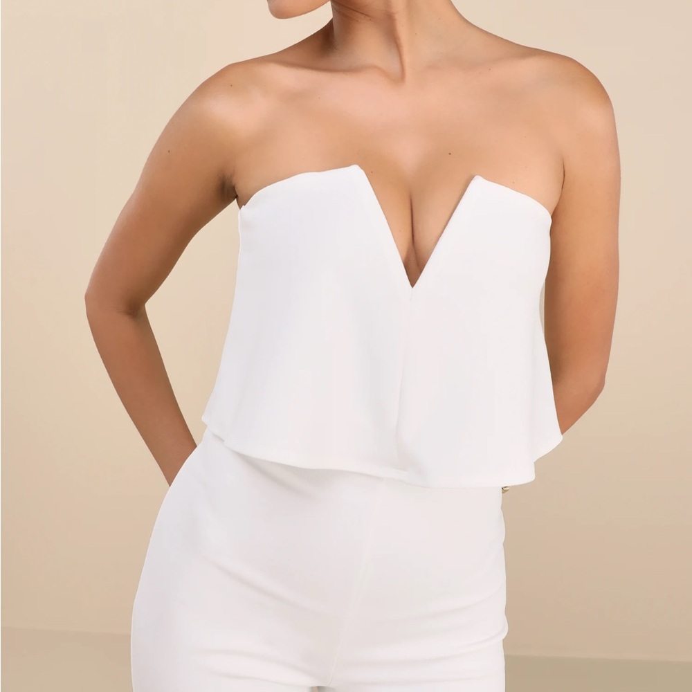 Lulu's Power of Love White Strapless Jumpsuit